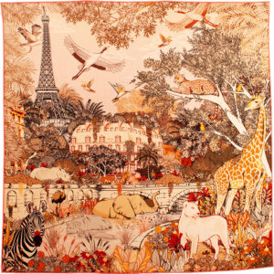 Carré en laine et soie - paris sauvage rose/abricot