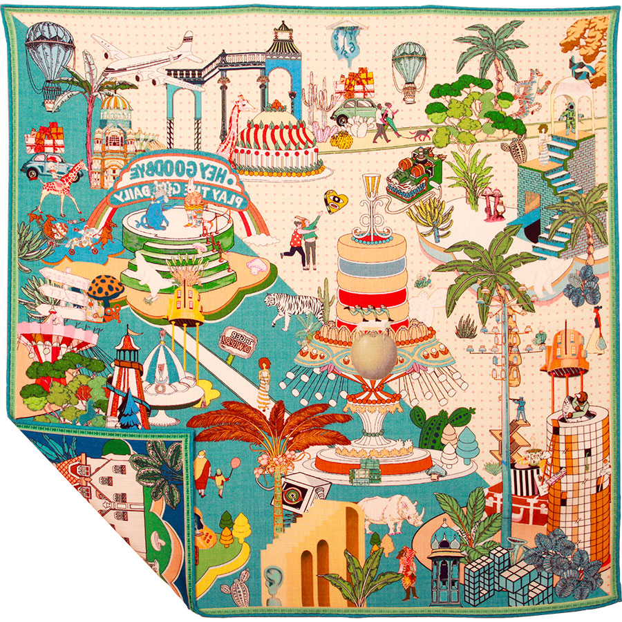 Carré en laine et soie - Elsa gâteaux fous bleu – Image 3