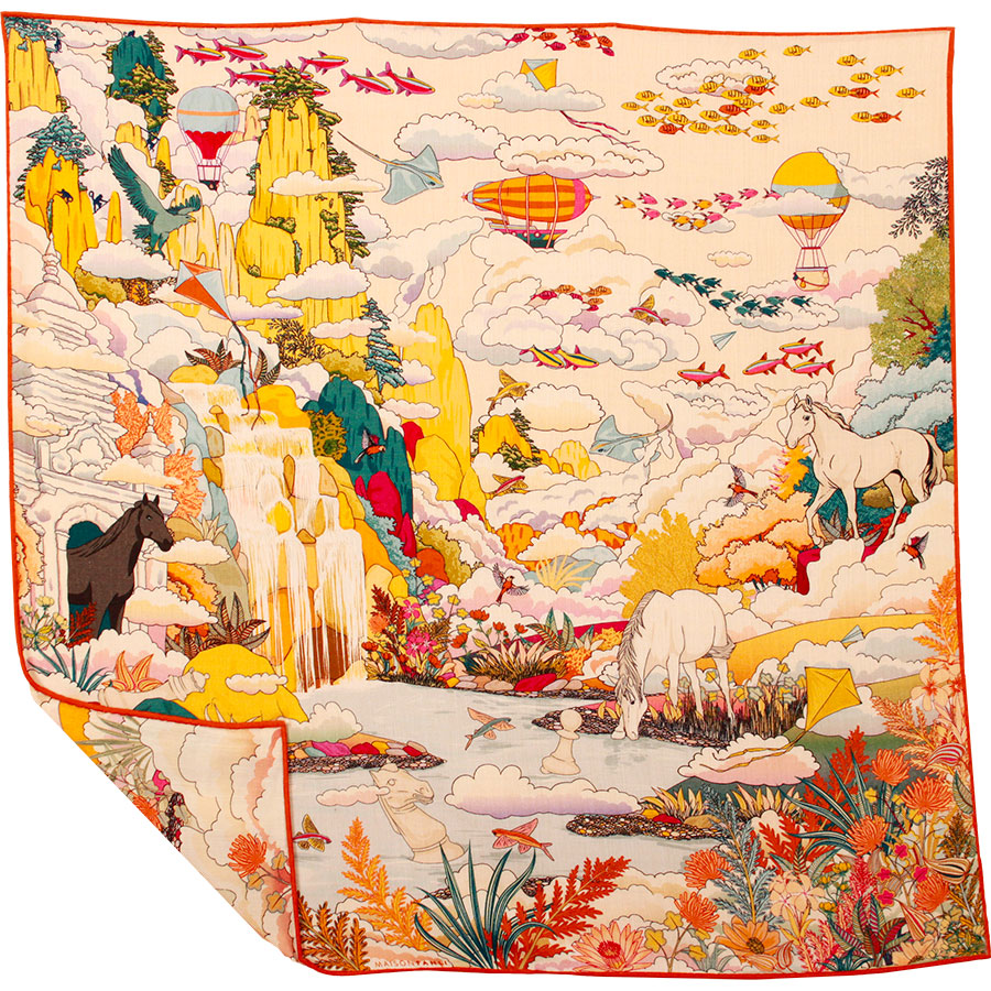 Carré en laine et soie - Le temple pays imaginaire – Image 2