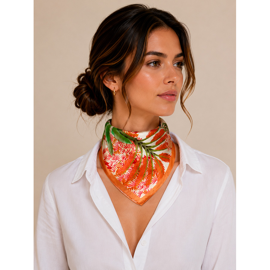 Moyen Carré 100% soie - Zèbre marron